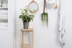 white bathroom tile wall
