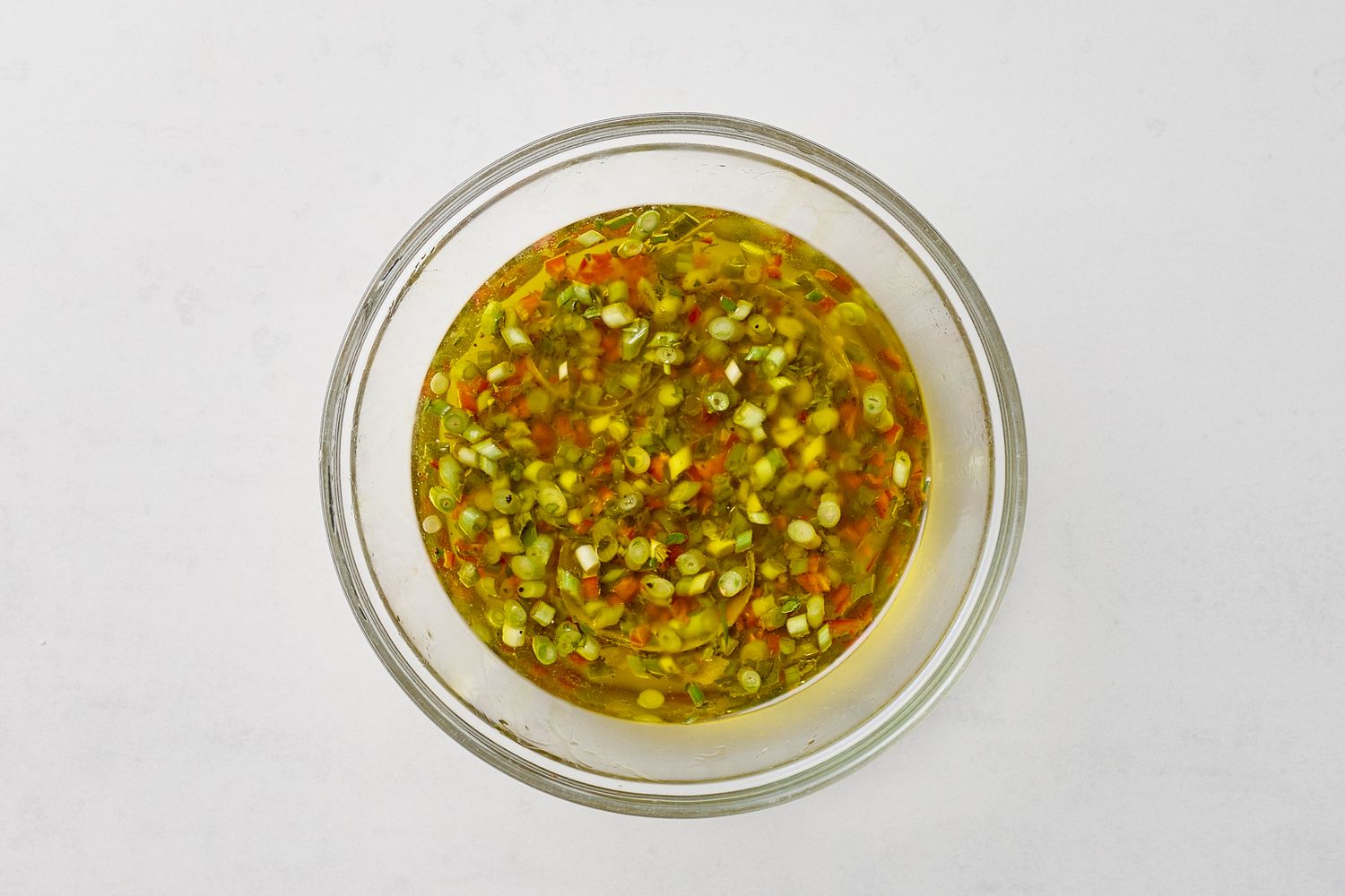 A bowl of pickled lemon chile shrimp