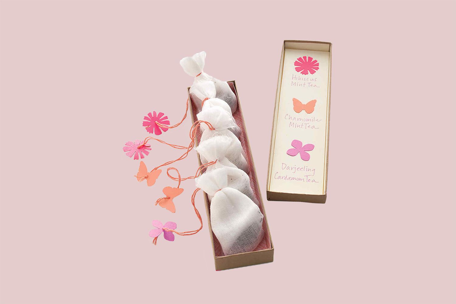 box of homemade mother's day tea bags