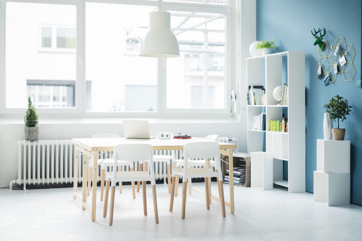 blue green office space