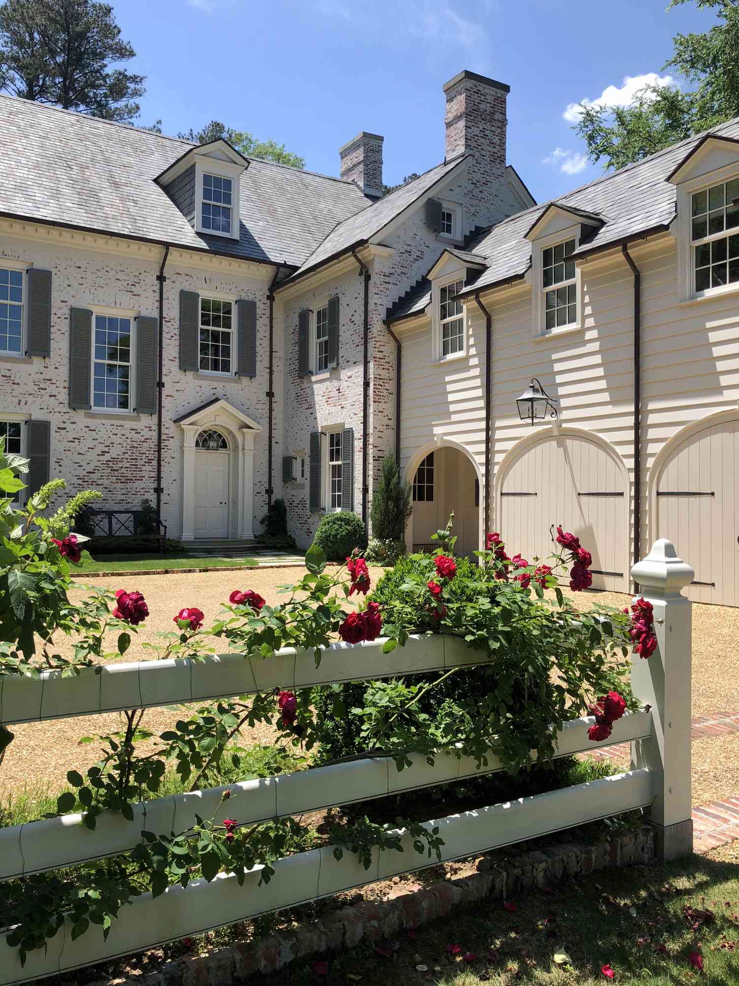 white home with red florals
