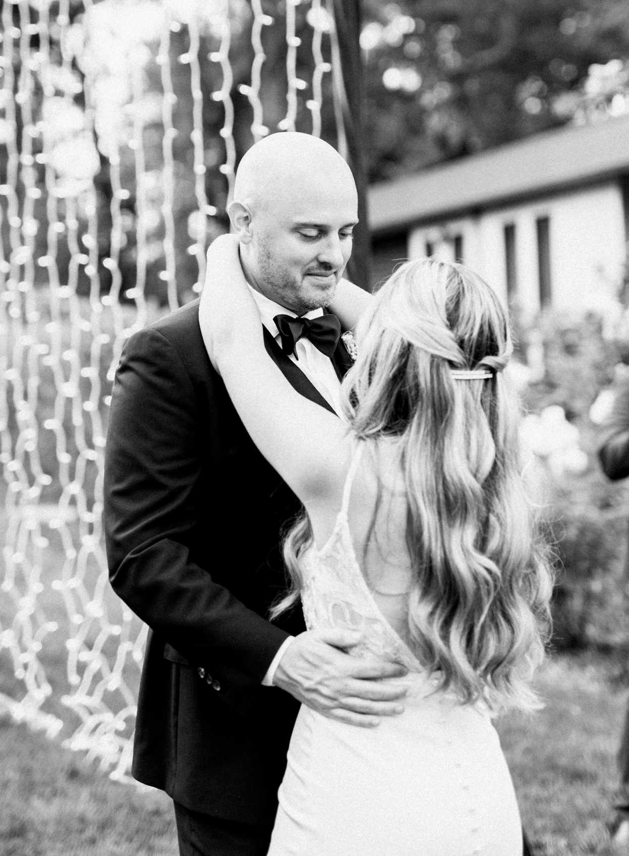 wedding first dance in black and white