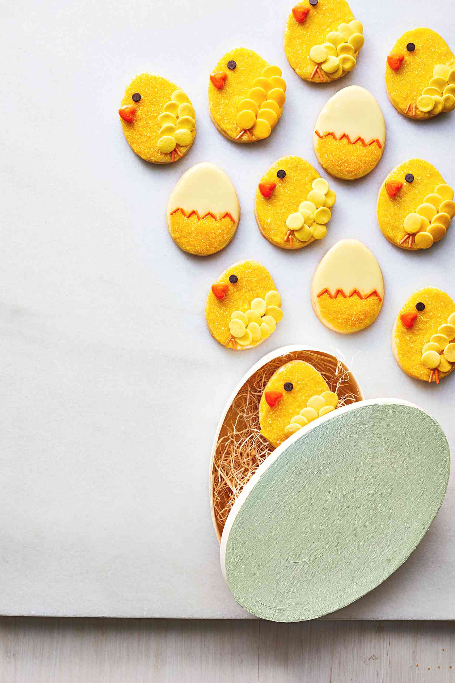 easter chick and egg cookies