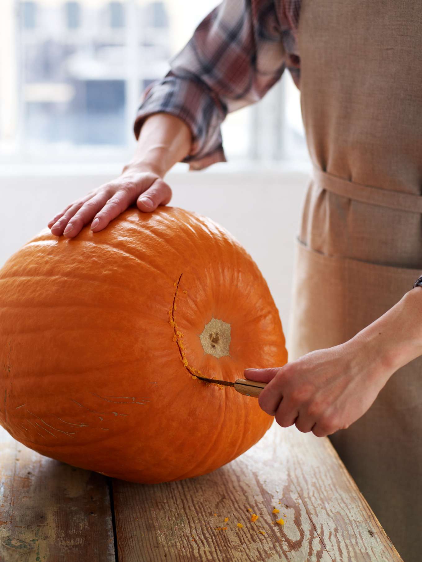 carving a pumpkin