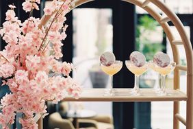 escort cards on cocktails at bridal shower