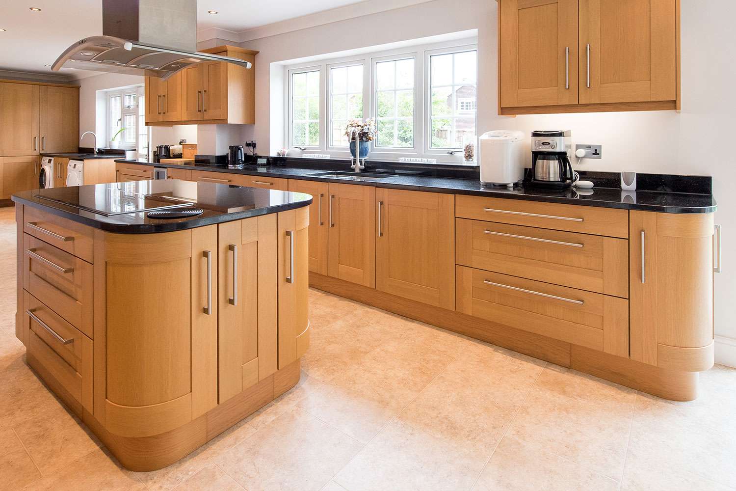 Kitchen with curved cabinets