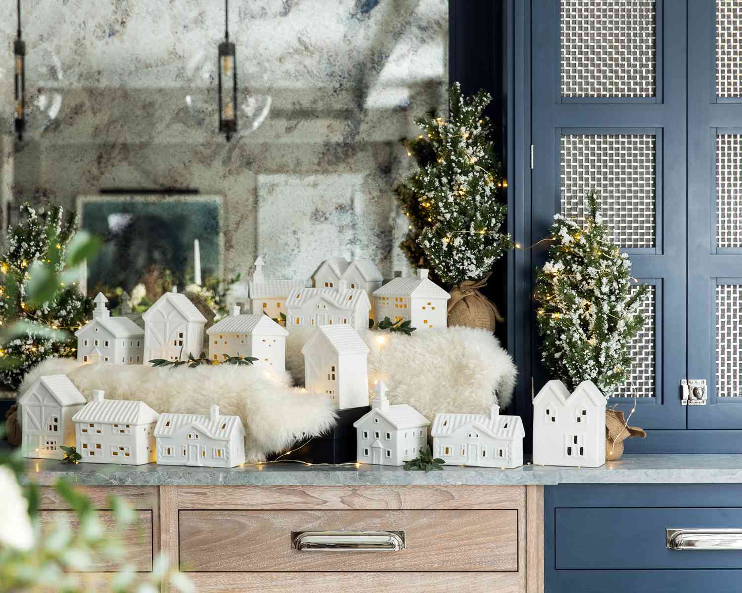 white mini christmas village set