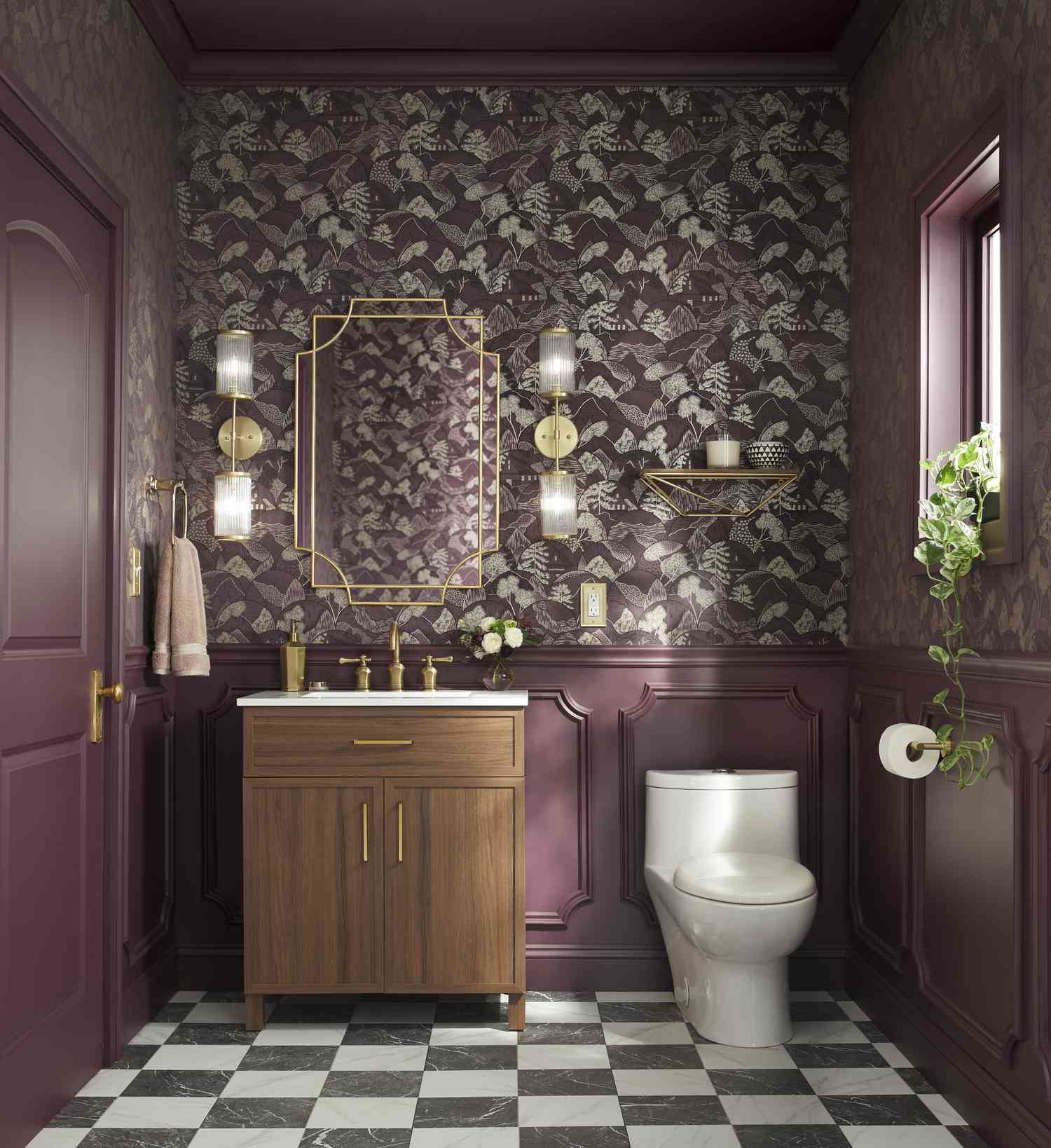 Bathroom painted in purple