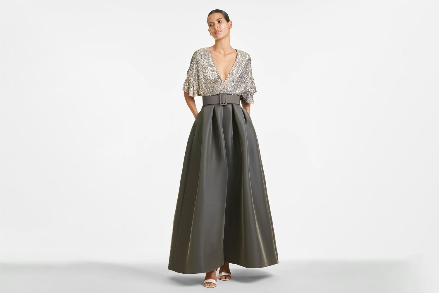 Sachin & Babi Simone Gown in Charcoal