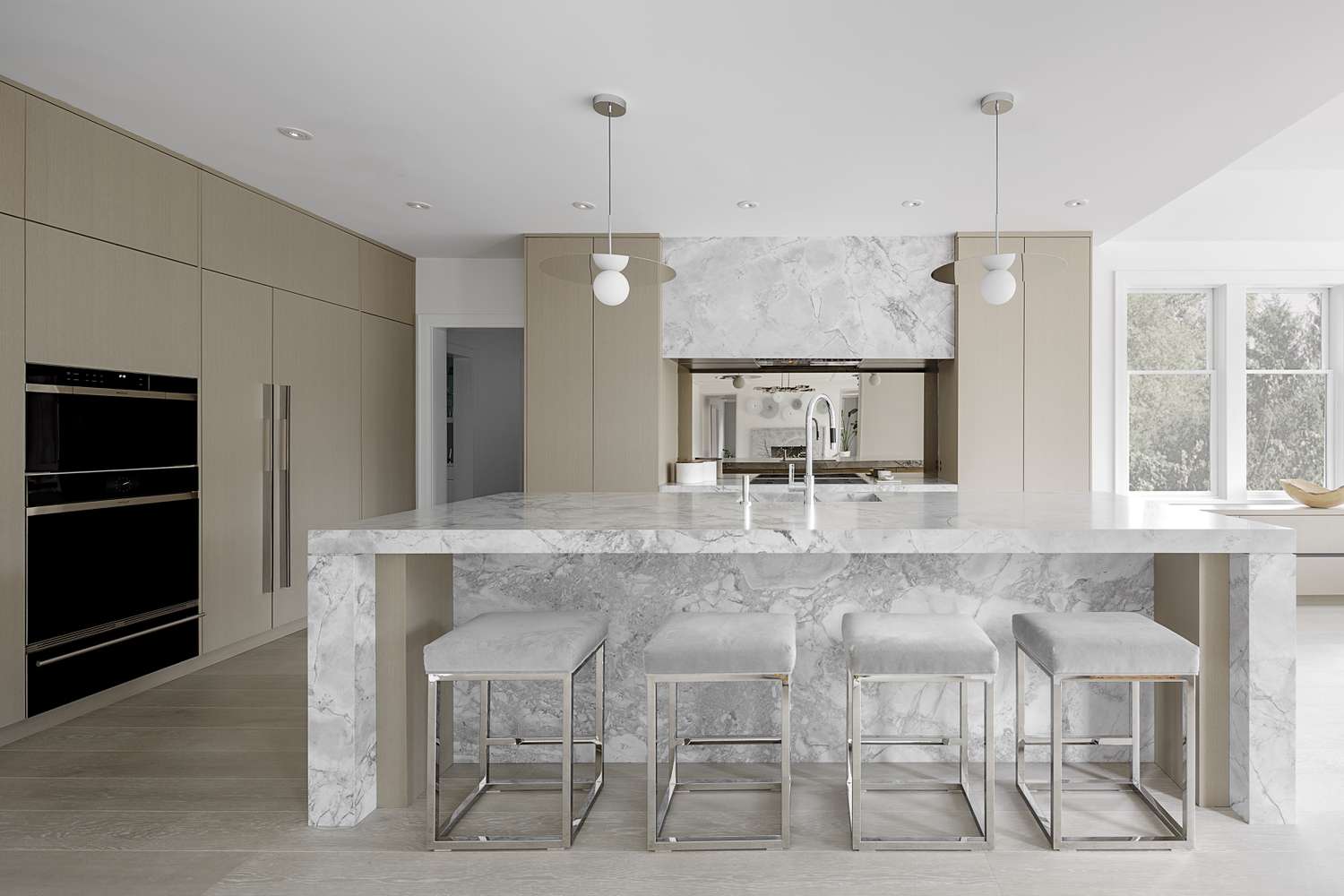 Modern gray and tan kitchen