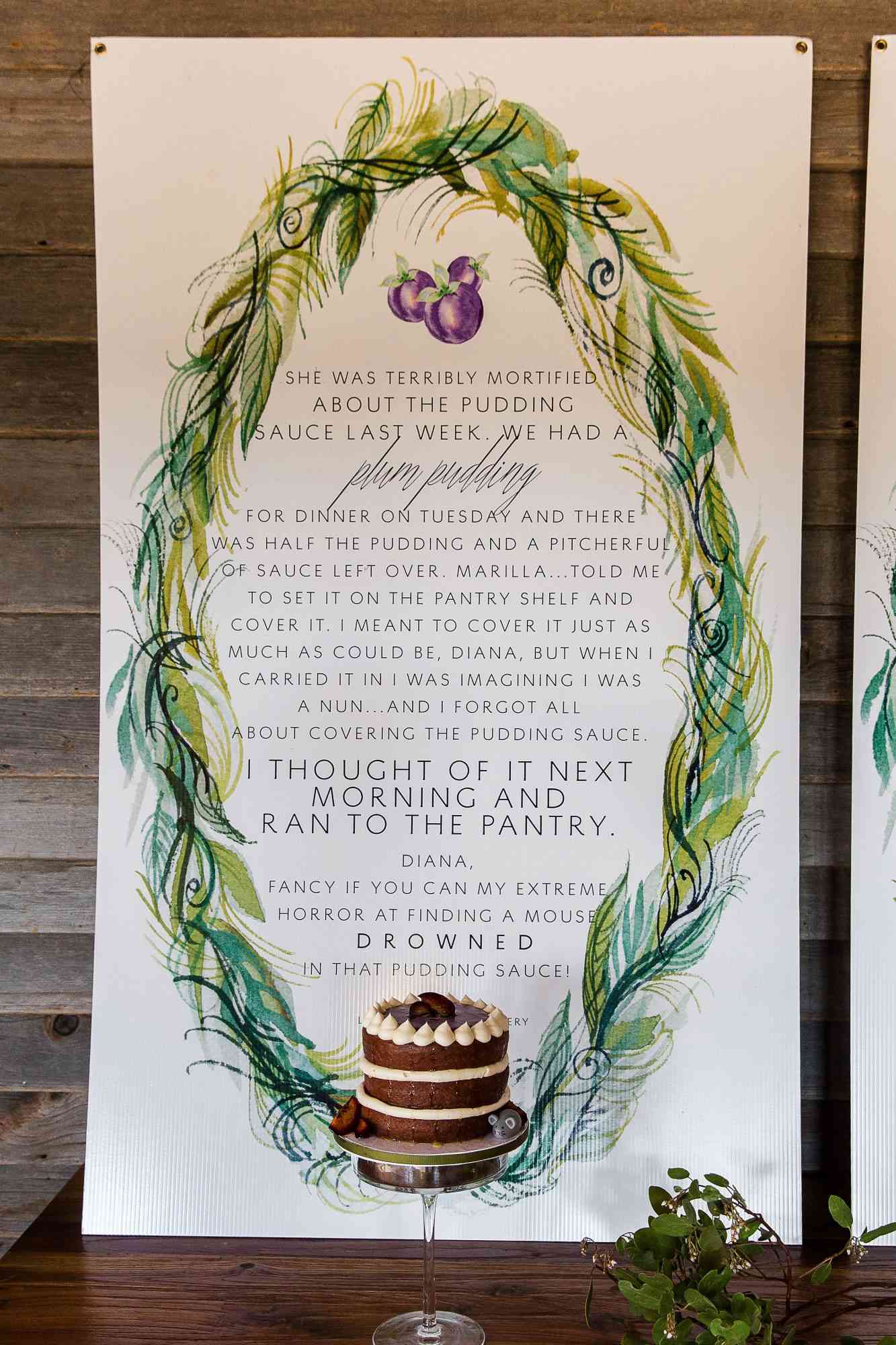wedding decor quote backdrop cake