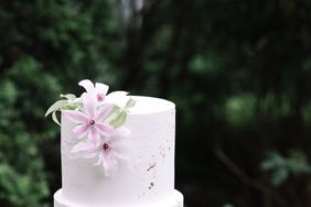 white floral wedding cake