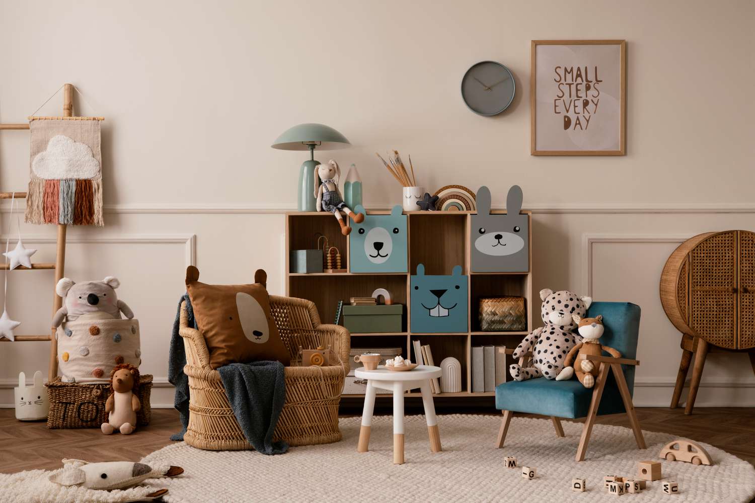 kid's toy room in basement