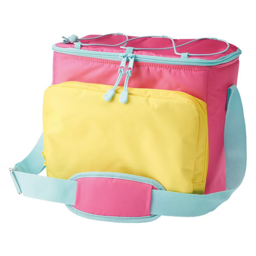 Compact cooler bag with a front pocket and adjustable strap