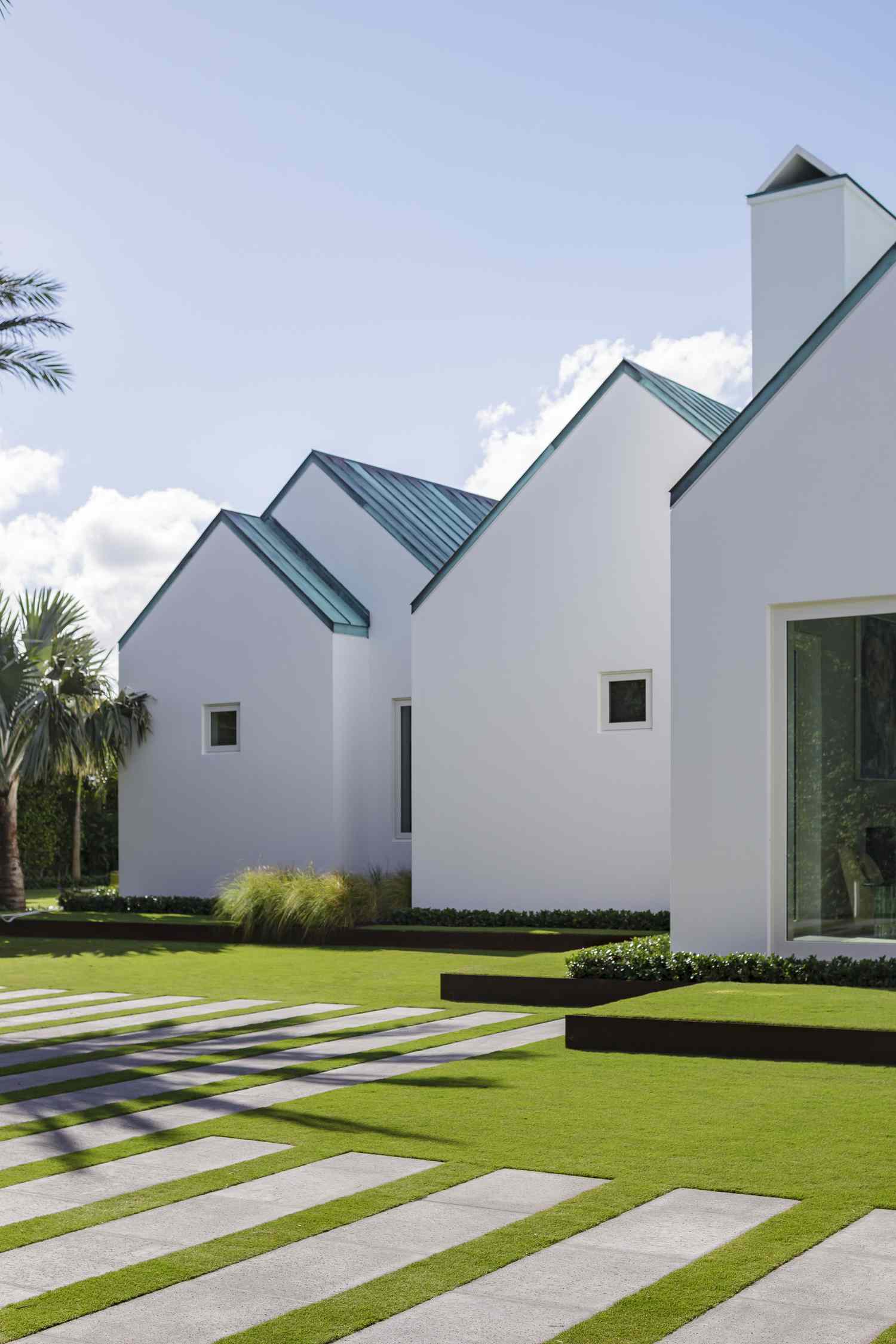 concrete block pavers and grass