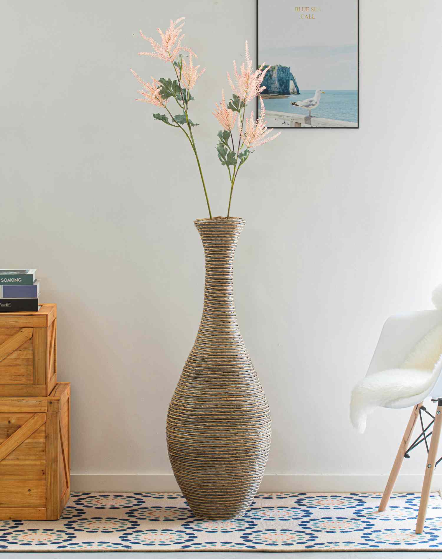 World Menagerie Alburnett Beige Plastic Floor Vase