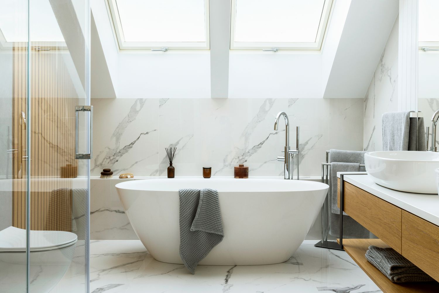 home renovated bathroom with large tub