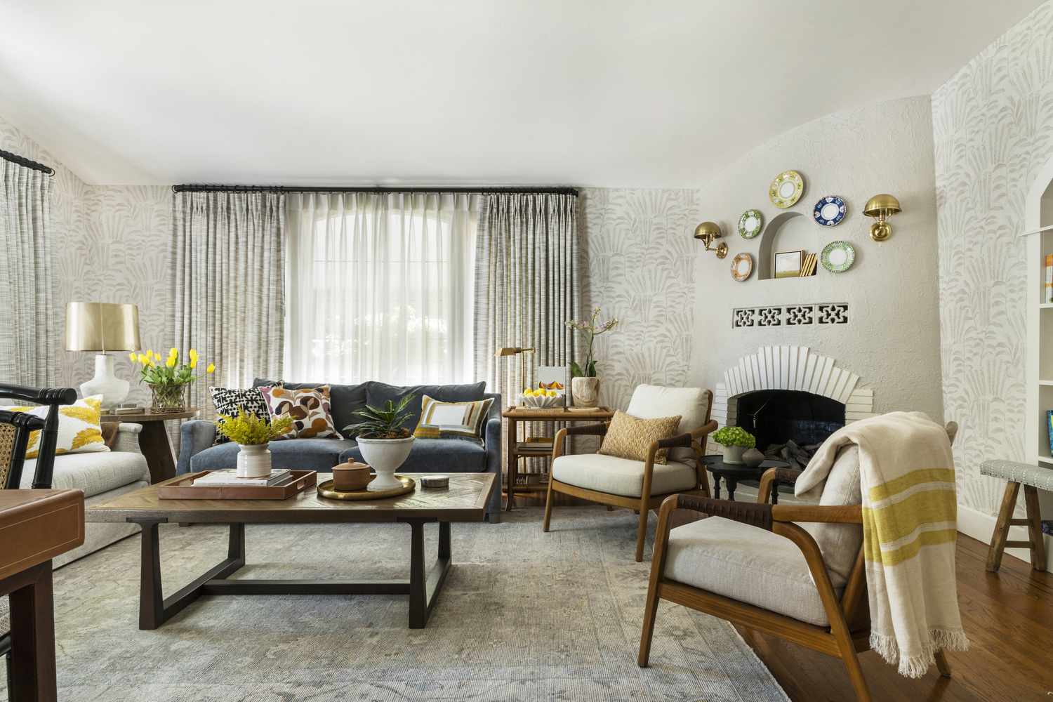 gray and cream beehive fireplace