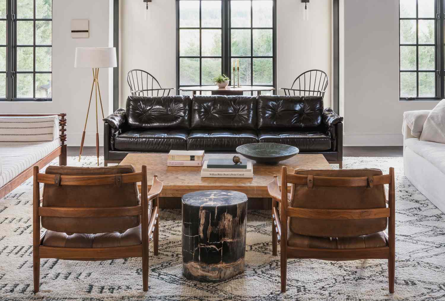 Living room with leather furniture