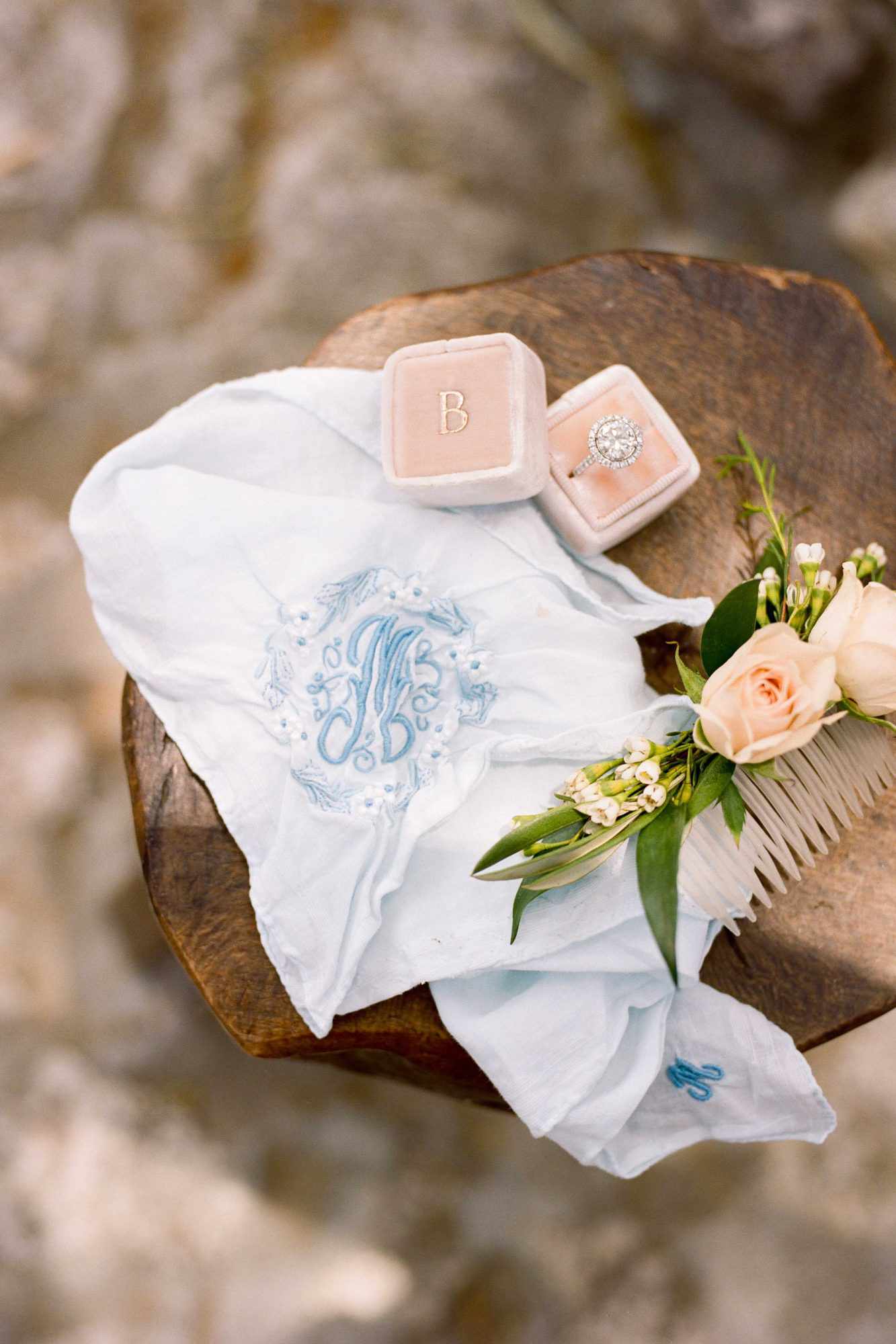 something blue vintage embroidered hankie with blue thread