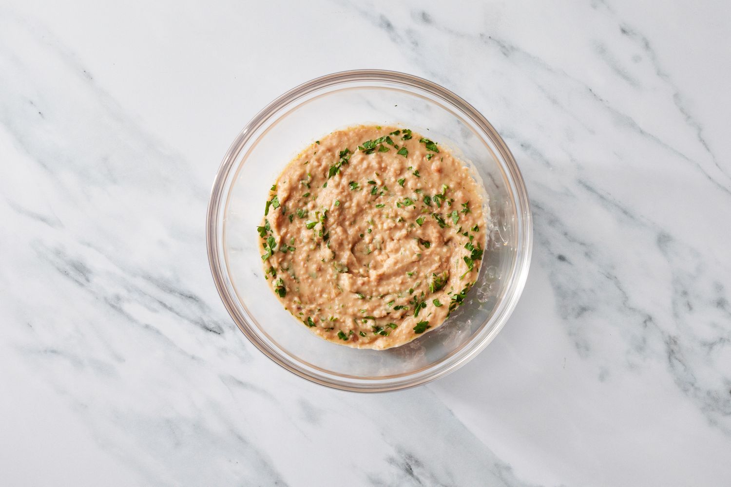 Any bean dip in glass bowl