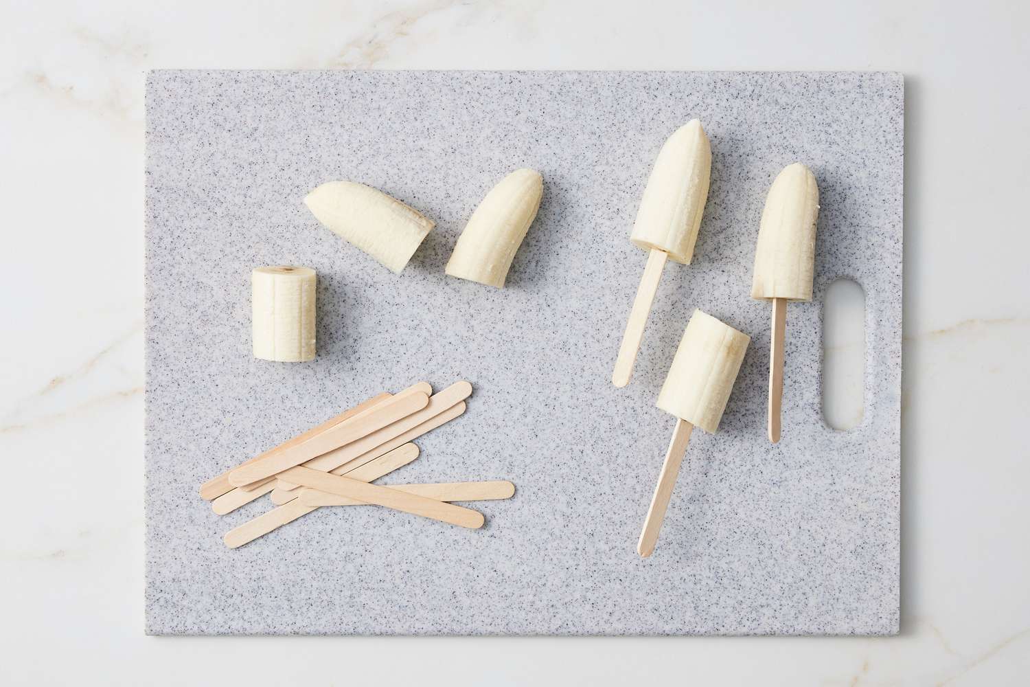 Banana chunks on popsicle stick 