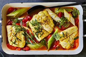 White Fish with Braised Leeks and Saffron