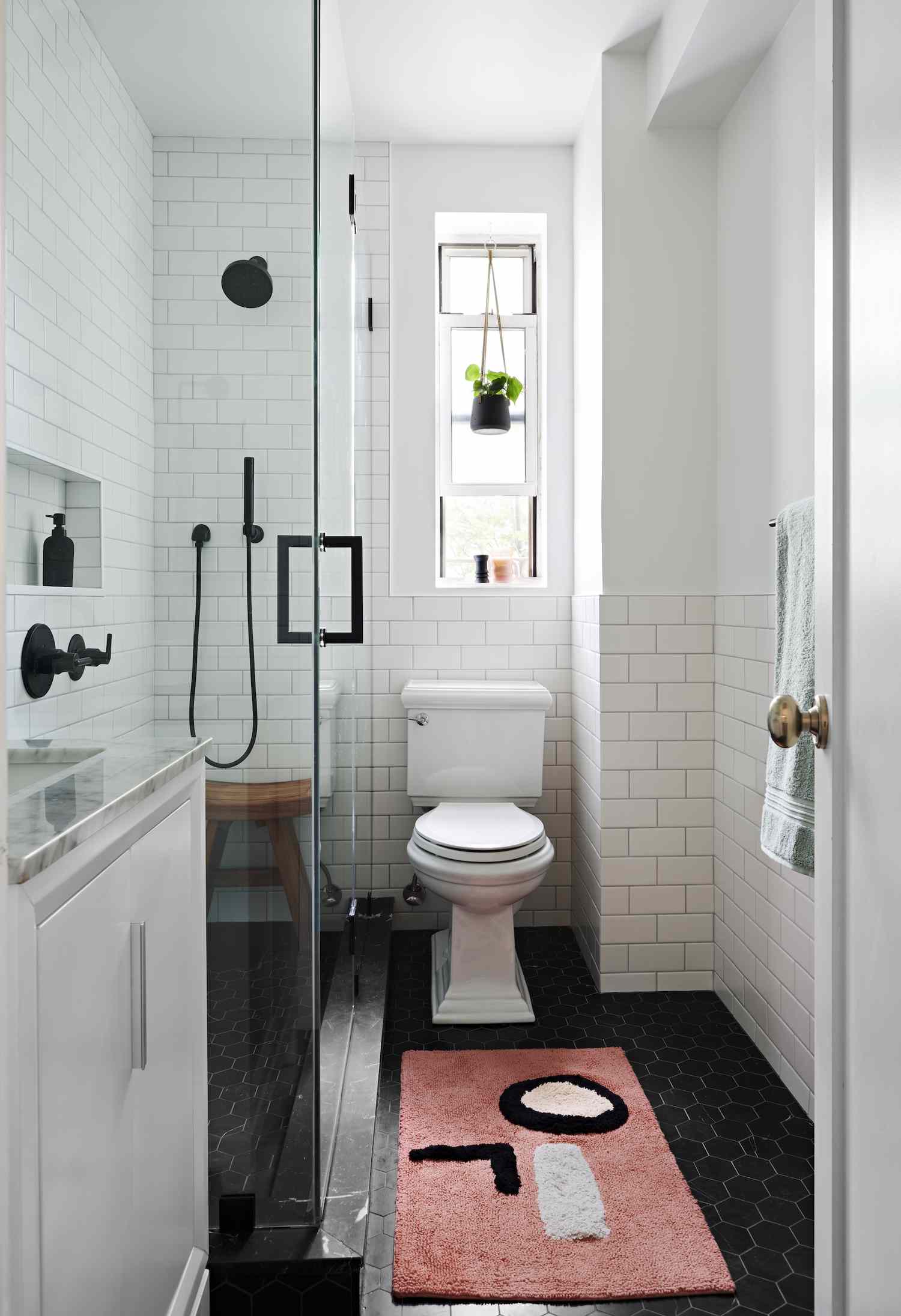 dark floors small bathroom