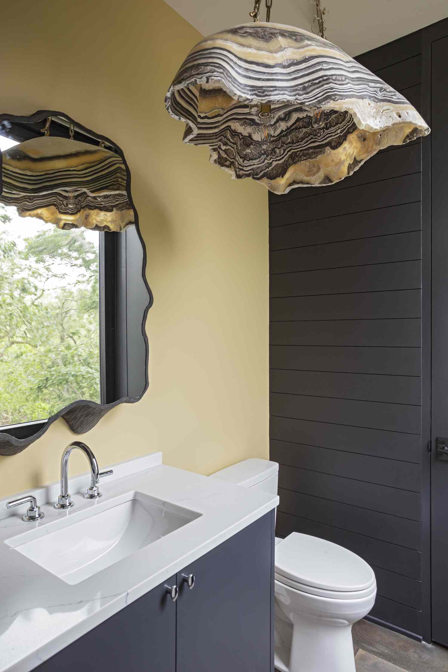 bathroom with yellow paint color 