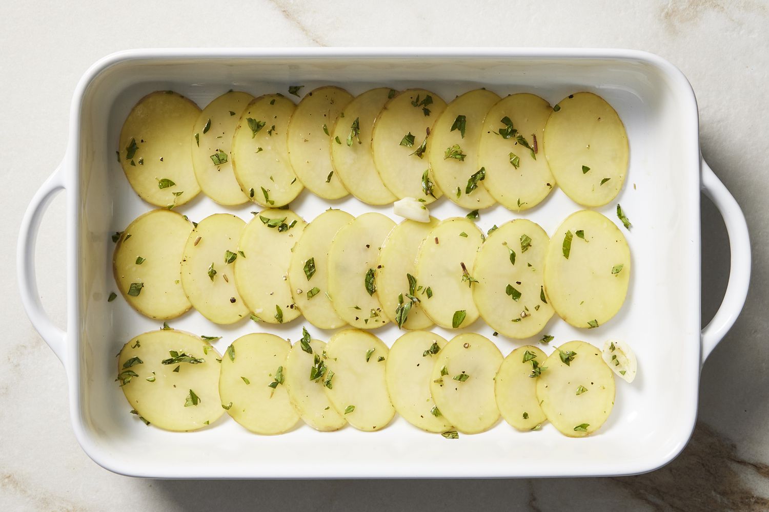 Potatoes in baking dish