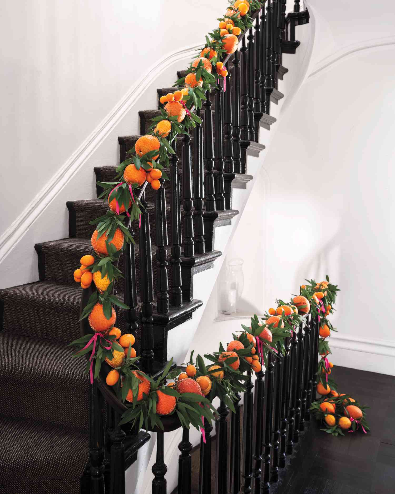 stairway with a citrus garland