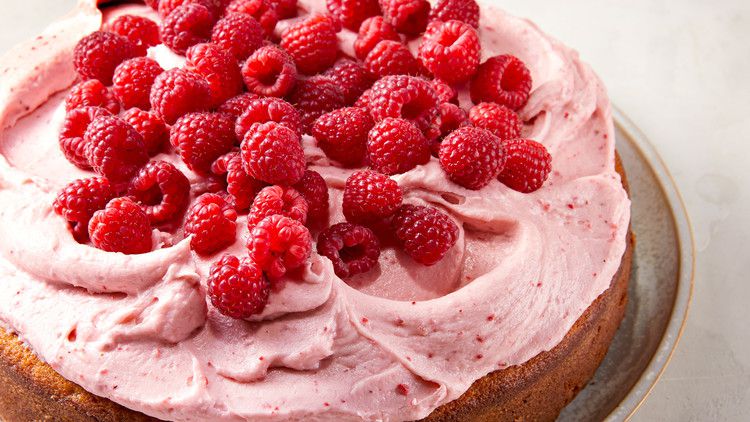 Lemon Cake with Raspberry-Cream Cheese Frosting 