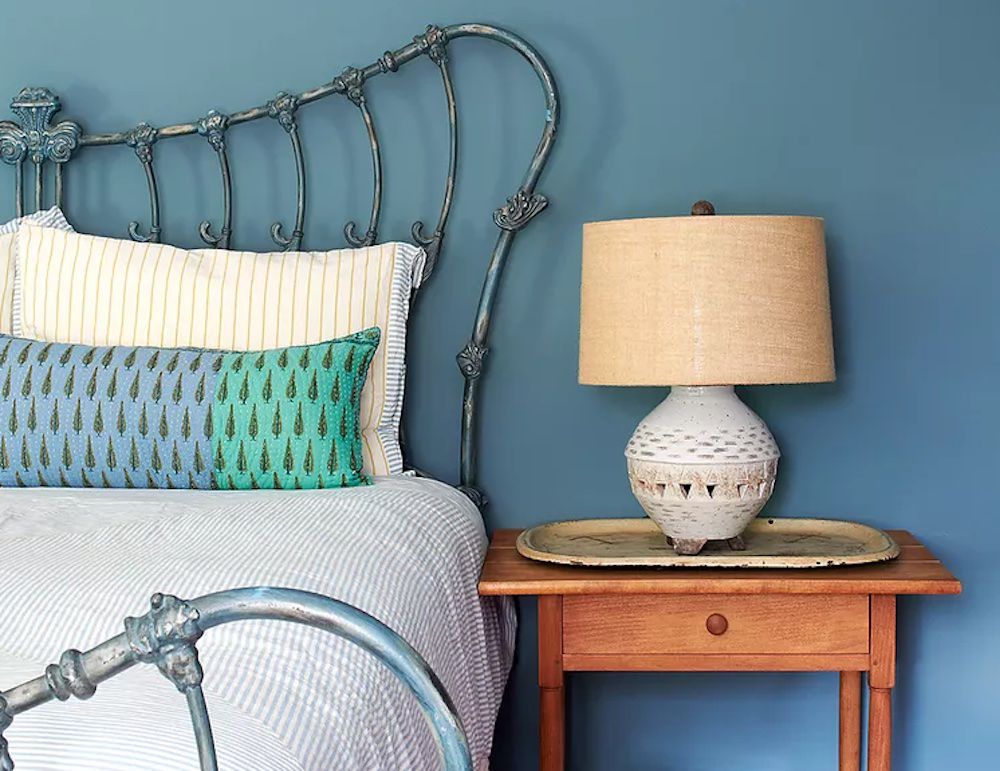 Bedside table with lamp