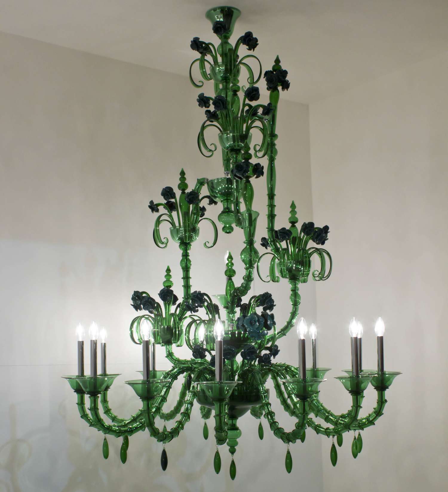 Green Murano Glass chandelier in classic style