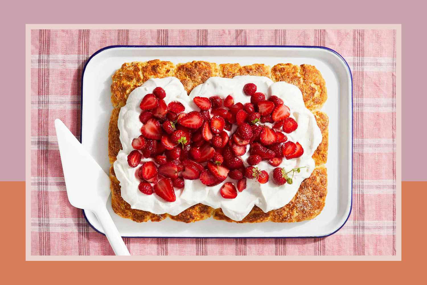 Strawberry biscuit sheet cake