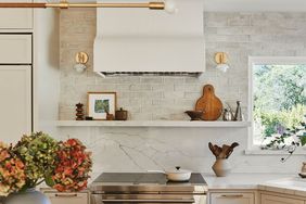 Kitchen with limewashed brick