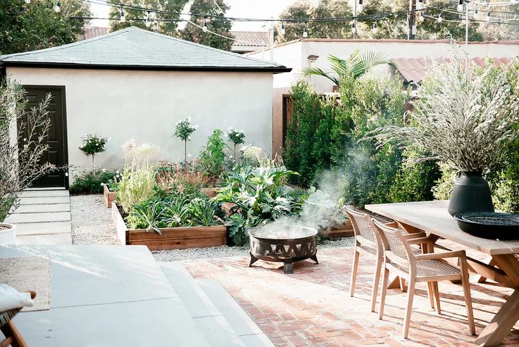 by the dining table fire pit