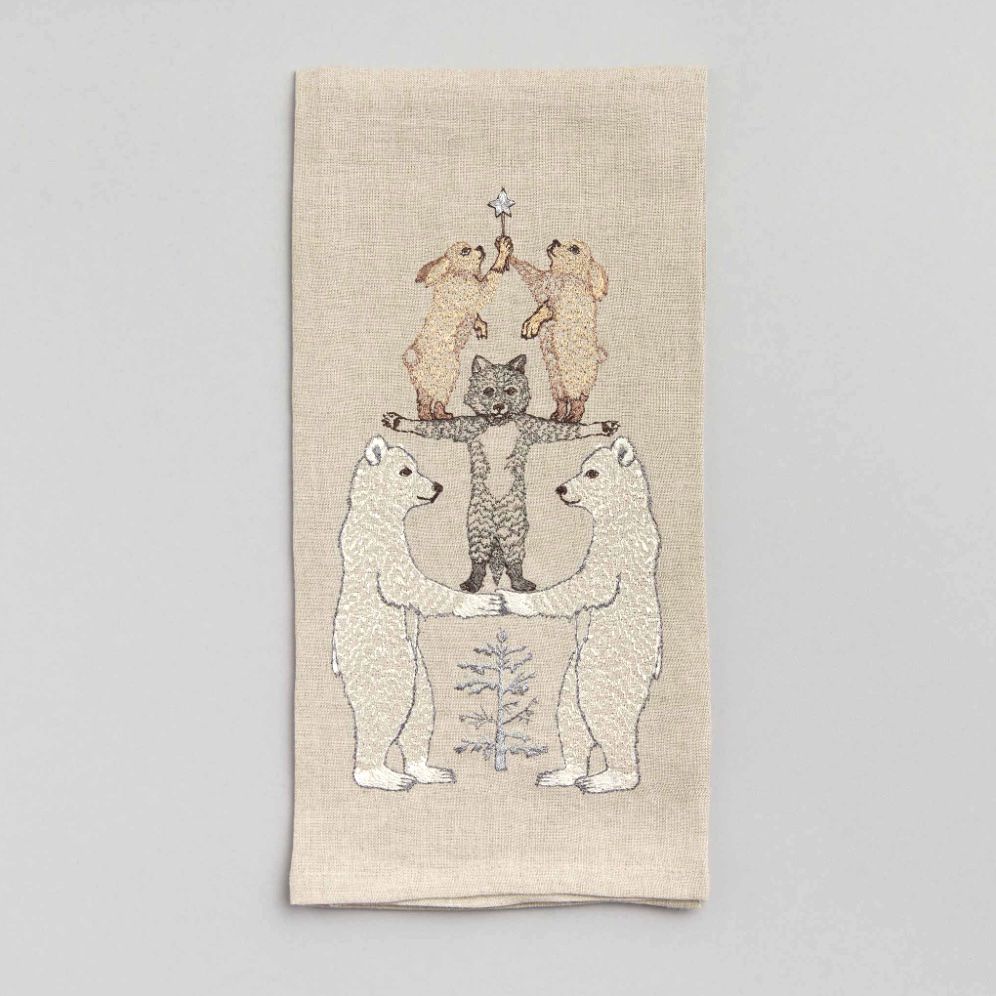 embroidered tea towel