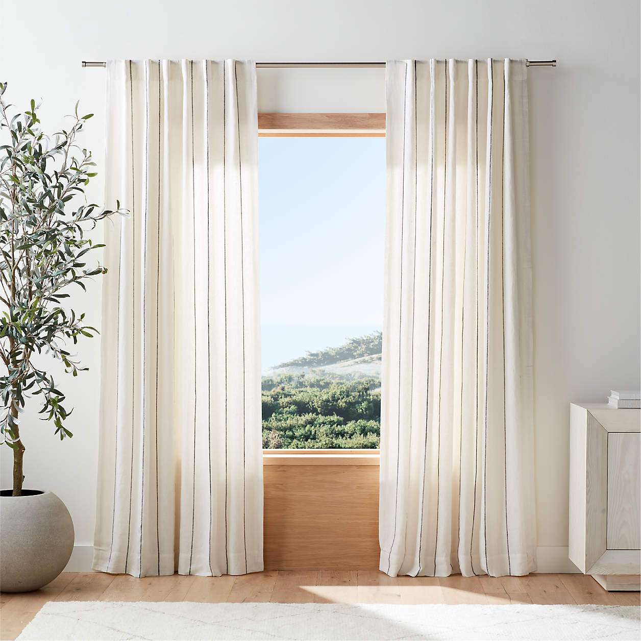 Pampas Ivory Crate and Barrel linen curtains