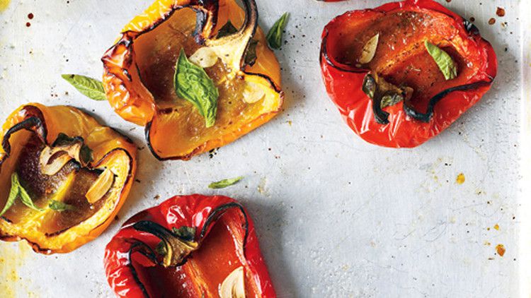 roasted peppers with garlic and herbs