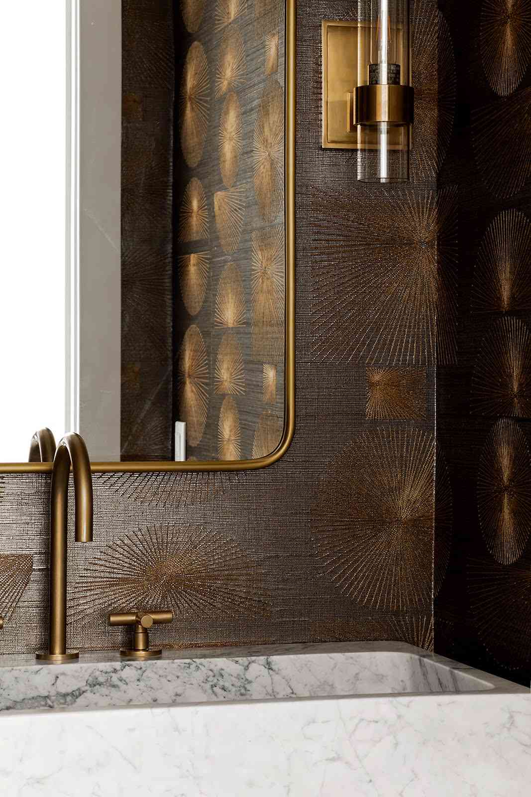 a bathroom with textured walls