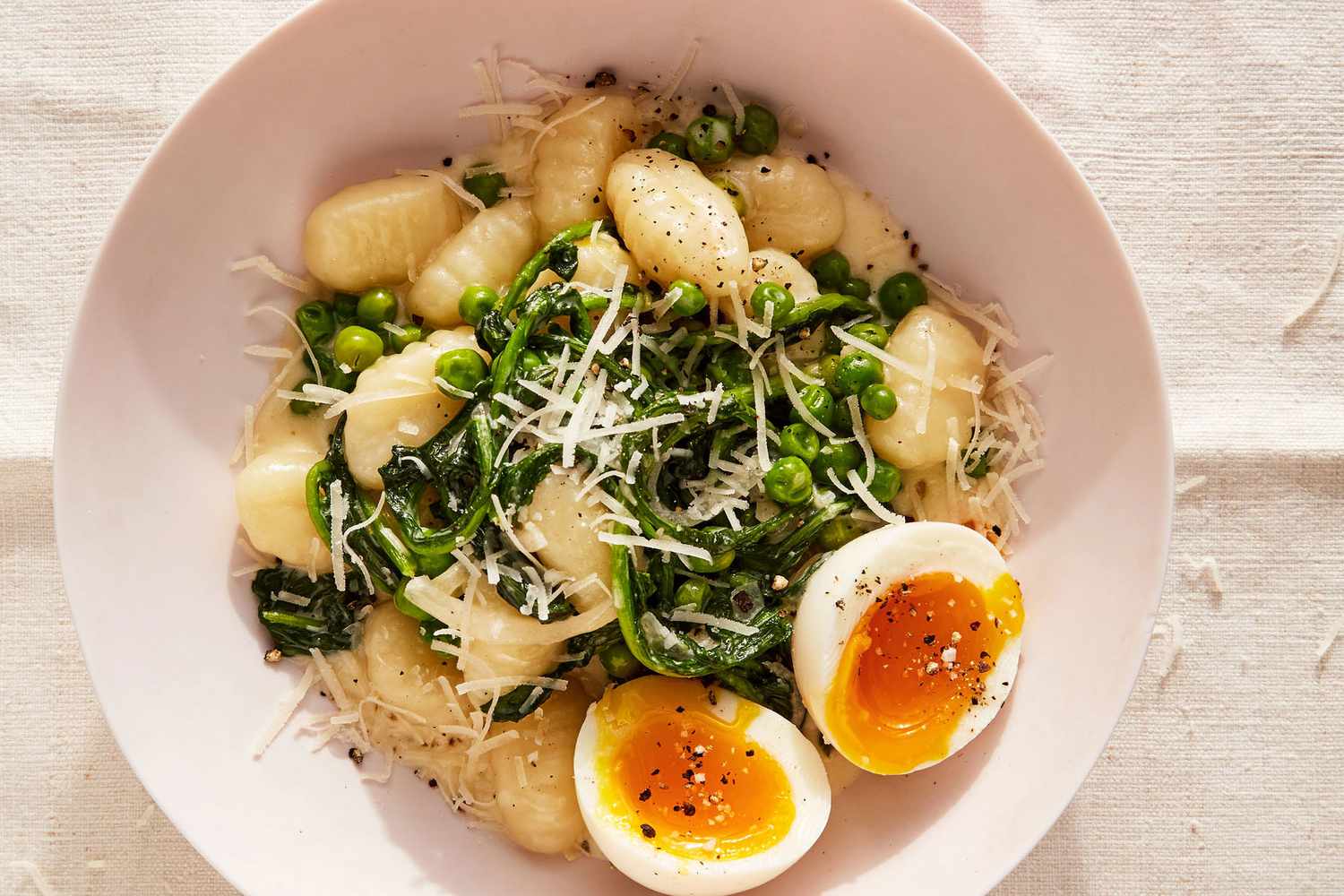 Gnocchi with Peas and Egg