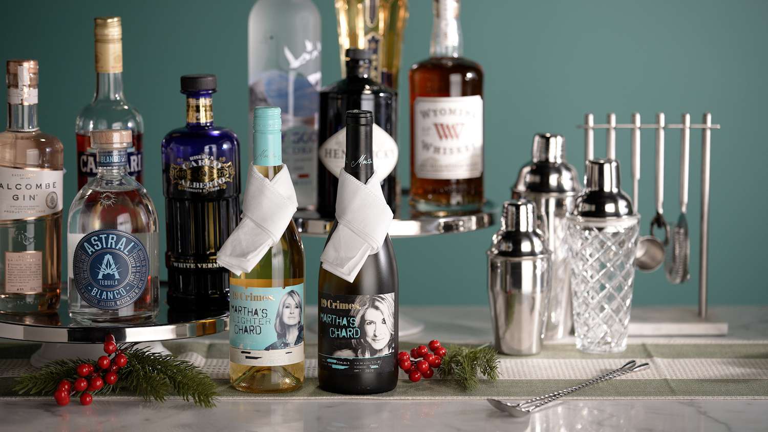 bottles of wine with wine scarves