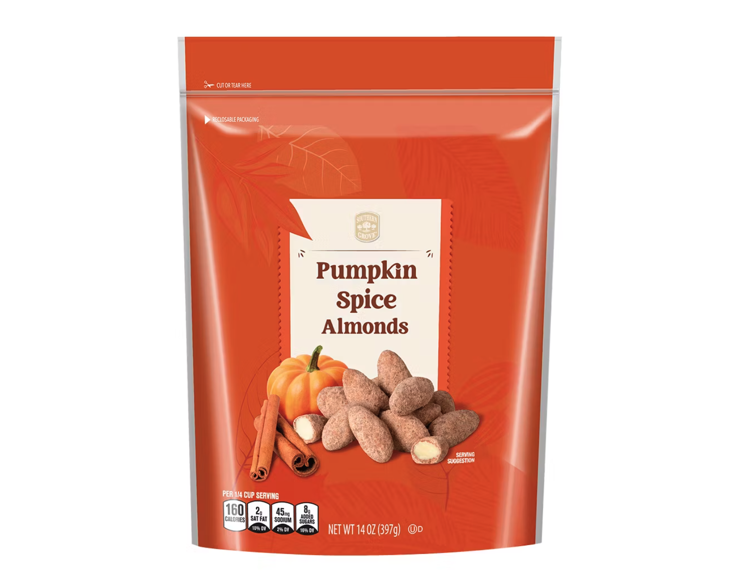 A bag of pumpkin spice almonds