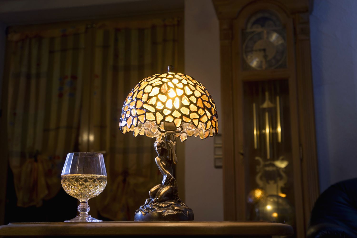 Vintage lamp with wine glass