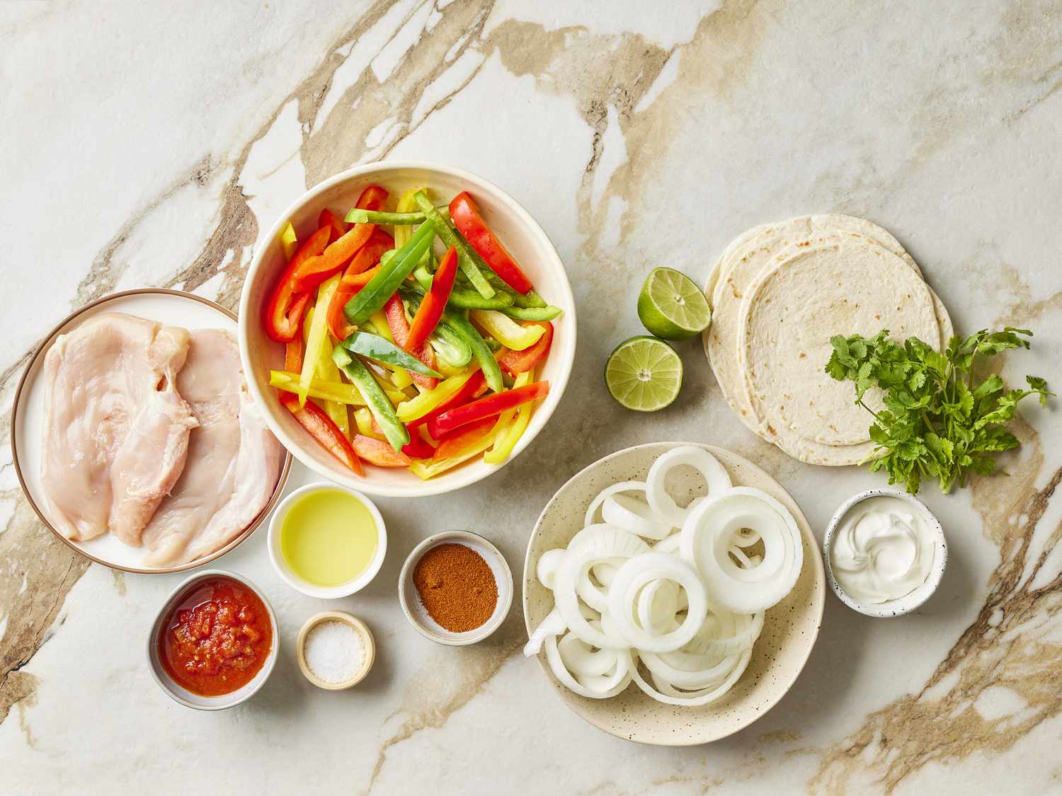 Ingredients for sheet pan chicken fajitas