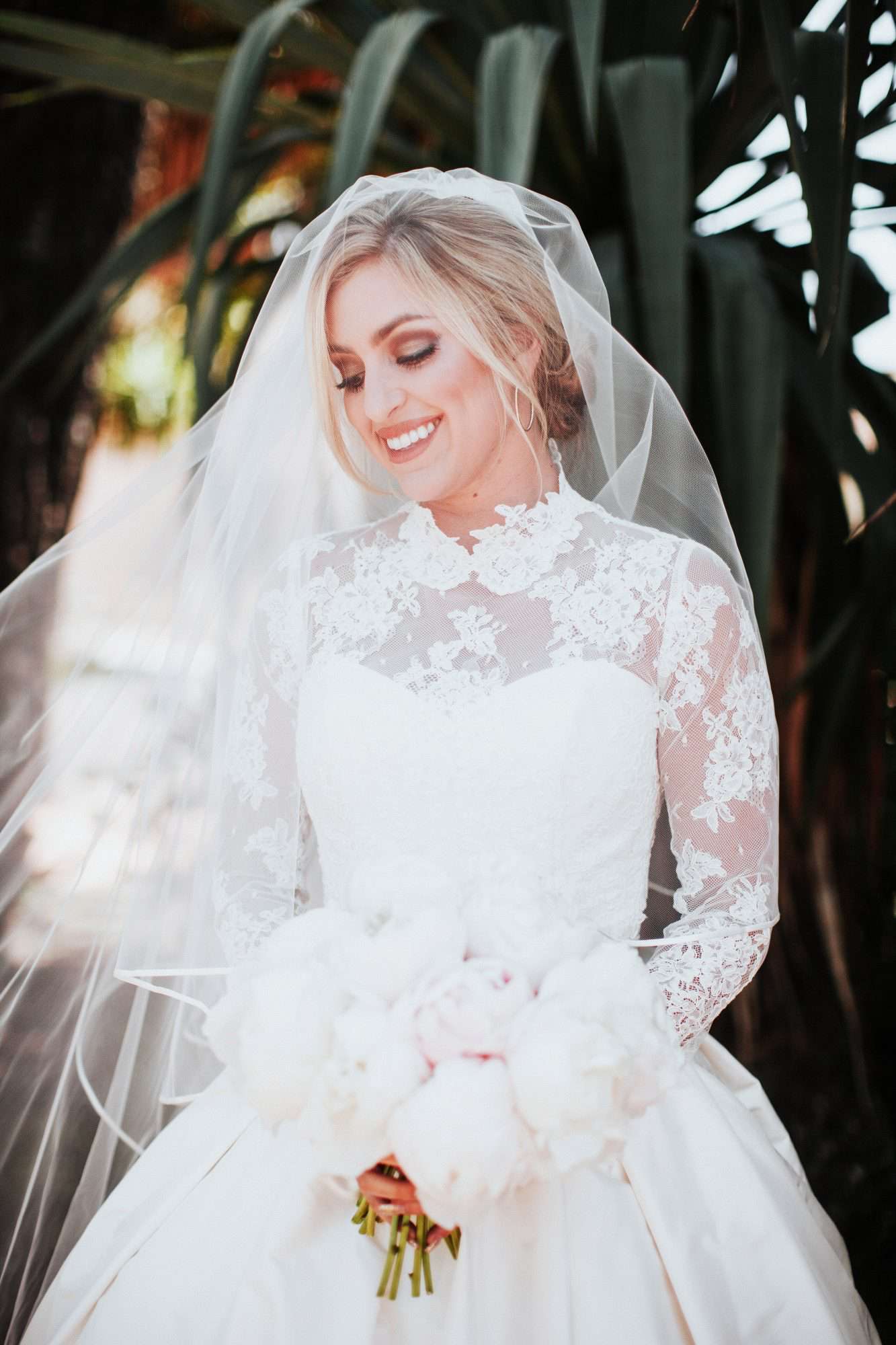 fluffy white peony bouquet