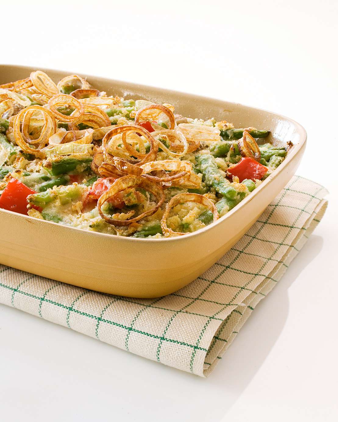 casserole with fried onion on top