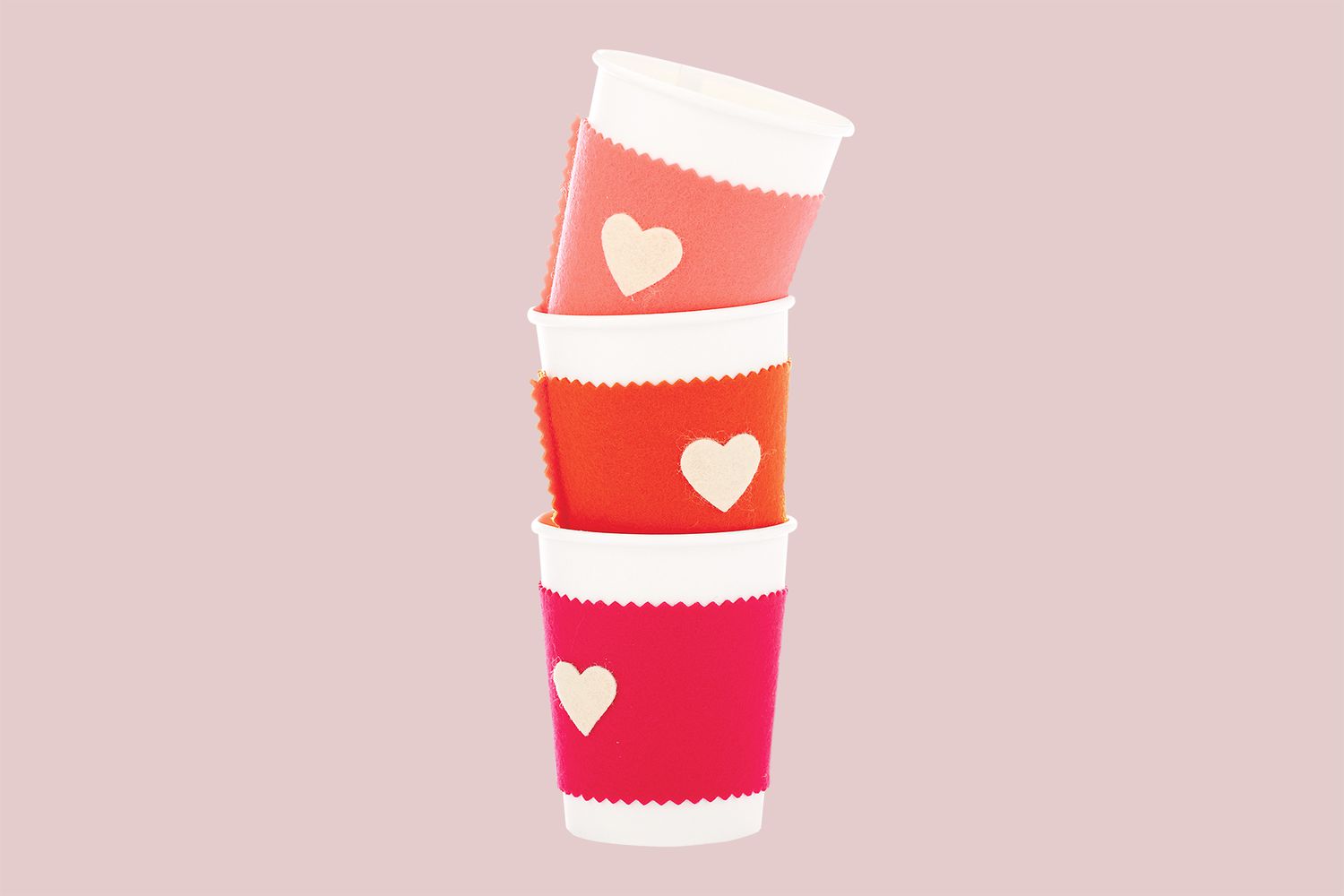 diy felt coffee cozies with hearts