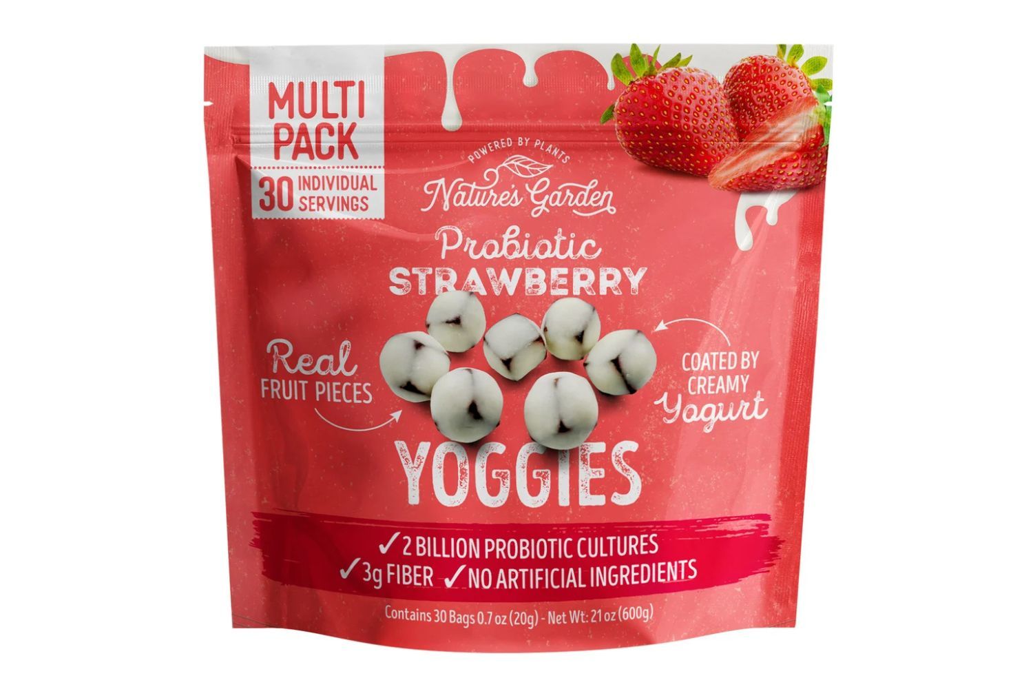 Natures Garden Yoggies strawberry probiotic snacks packaging